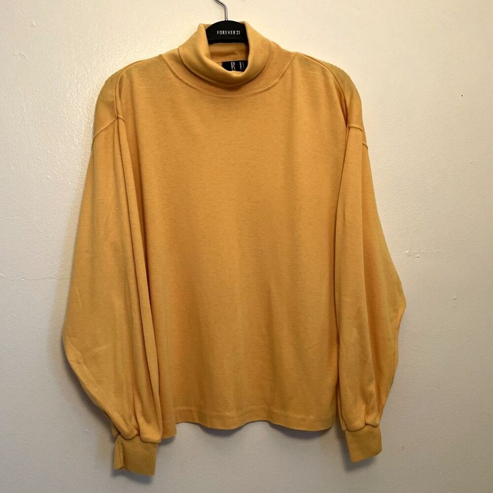 Vintage 80s Rue Twenty One Boxy Retro Turtleneck Sweater, Yellow- M